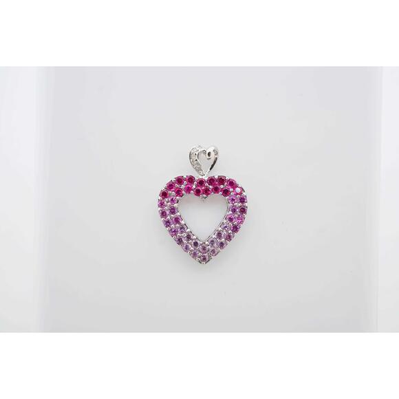 Jewelry - Estate Sale 10k White Gold Sapphire Diamond Charm 1.07 TCW Vintage Jewelry